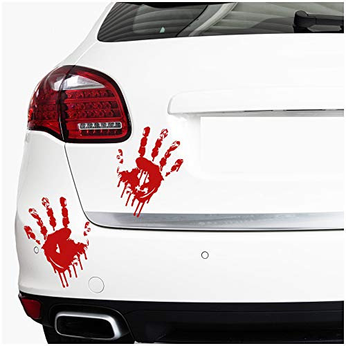 Halloween Aufkleber Dekoration Sticker Blutige Hände Füße Blut Blutspur Horror Grusel Folie für Kfz Auto Fenster Wintergarten Party Zubehör (K029 Hände)