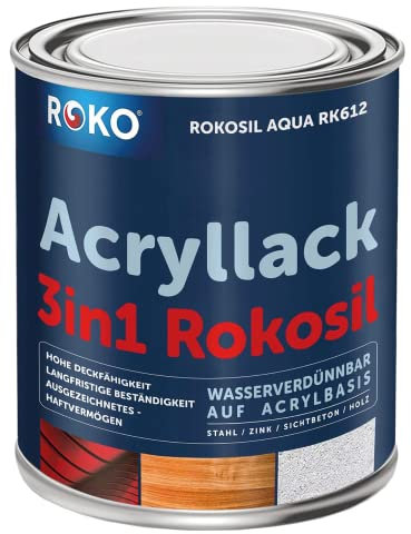 Acryl-Buntlack ROKOSIL - 3,6 Kg in Blau - Seidenmatt - Wetterfest für Außen & Innen - 3in1 Grundierung & Deckfarbe - Premium Acryllack - Lack für fast alle Oberflächen - Langlebig & Robust