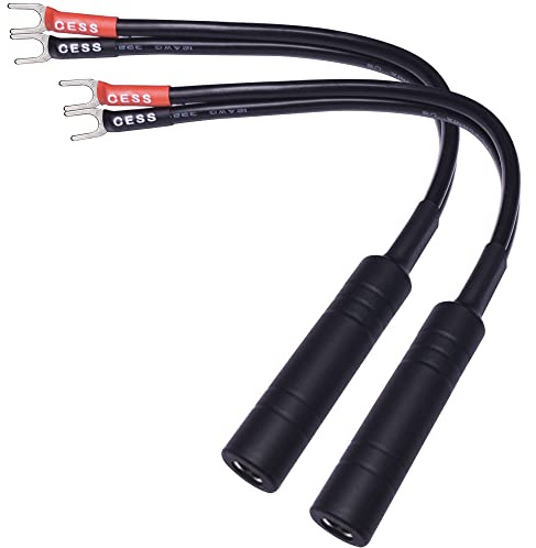 CESS-002S Barrier Spade Fork to 1/4 Inch TS Speaker Cable Adapter (Small Spade)