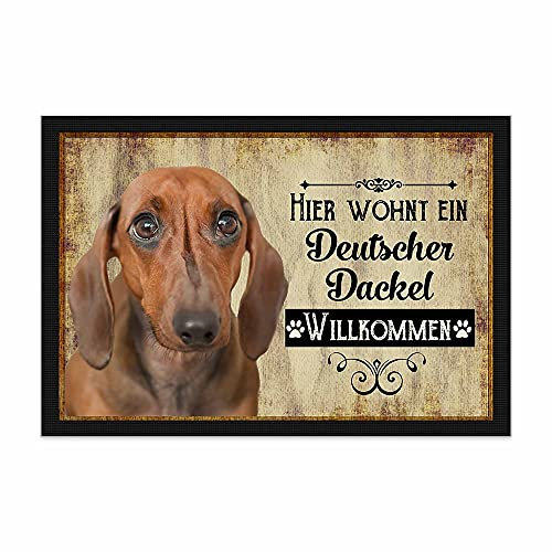 PR Print Royal Fußmatte Haustiere mit Hundebild Deutscher Dackel - Geschenkidee für Hundefreunde und Hundebesitzer - Größe 60 x 40 cm