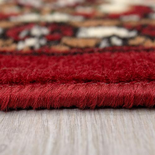 Teppich-Home Orient Teppich klassisch gewebt mit Ornament und Blumenmuster R2430 Farbe Rot Beige Grau Schwarz Größe 1x60x300 / 2x60x110