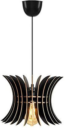 Opviq Elegant Black Wing Chandelier (2 Pieces), Adjustable Height 55 cm, MDF Body, E27 Socket Max 40W | Scandinavian Design for Modern Spaces