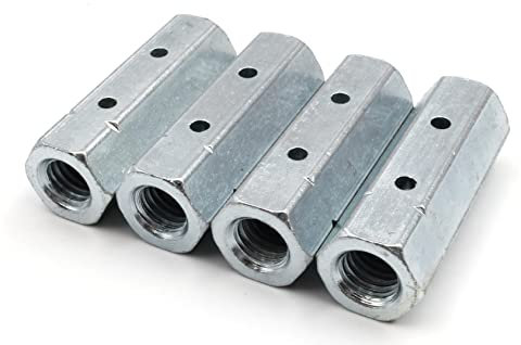 Design61 Tuerca de barra M6 x 30 mm, hexagonal, tuerca tensora DIN 1479, rosca interior, varilla roscada de acero galvanizado, juego de 4