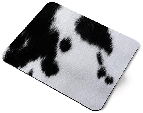 Tapis de souris pour ordinateur – Motif vache noir et blanc imprimé animal de la ferme, de la maison, du bureau, accessoire de bureau en tissu souple, grand ordinateur portable de 5 mm imprimé