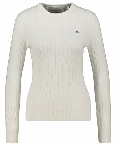 GANT Womens Cotton Cable C Neck Evening Jumper Eggshell S