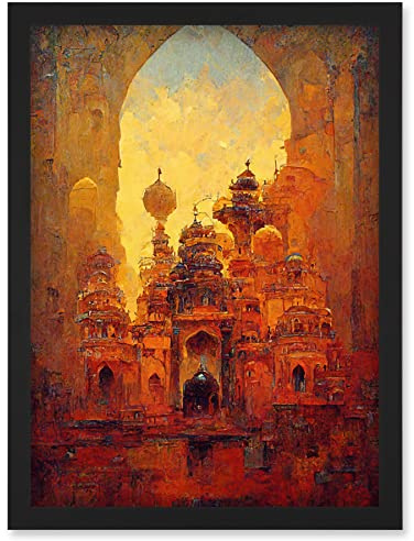 Doppelganger33 LTD Visions Of Petra Arabic Cityscape Oil Artwork Framed Wall Art Print A4
