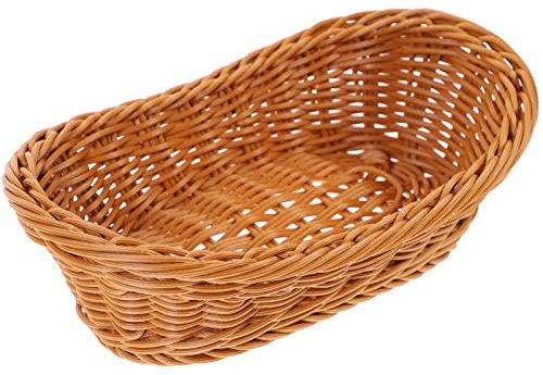 Alipis Rattan Woven Bread Basket, Oval Food Storage Wicker Tray, Bread Baskets for Table Food Display Home Kitchen Restaurant