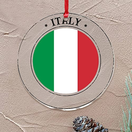 Italien Weihnachtsbaum Ornament Flagge Helden Serie Runder Weihnachtsbaum Ornament Staatsflagge Reise Acryl Einzigartige Weihnachtskugel für Weihnachtsbaumdekoration