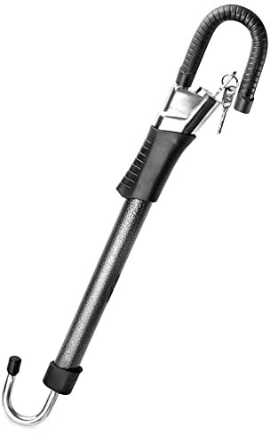 QWORK® Candado antirrobo para volante reforzado con garra para coche, caravana, camión, ajustable de 67 a 81,5 cm