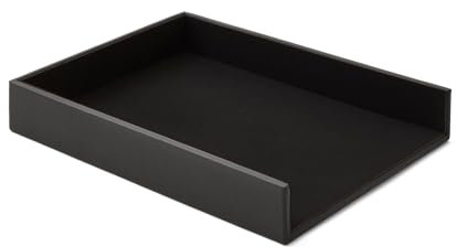 Eglooh - Atena - Ablagefächer für Schreibtisch und Büro Echtes Leder Anthrazit Grau - Bürobedarf Briefablage Papierablage Ablagekorb für DIN A4 - cm 32 x 24,2 x H.5 - Made in Italy