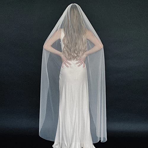 LELAMP Brautschleier Klassischer Braut-Hochzeitsschleier, einfaches Garn, 1-stufig, weicher Langer Hochzeitsschleier mit Kamm, Hochzeitskleid-Accessoires Lady-Party-Hochzeit