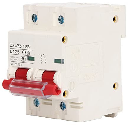 Leitungsschutzschalter, 1000V DC 125A C125 2P Hutschiene Überlastschutz Luftschalter Sicherungsautomat für Wohnbeleuchtung Verteilerleitungen Solar PV Anlage(Rot)
