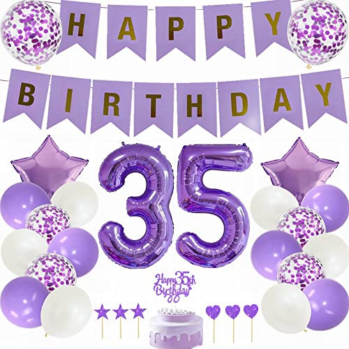 Yunchu Online 35. Geburtstag Dekoration Mann Frau Lila Tortendeko Geburtstag Lila White Party Deko 35. Geburtstag Party Deko 35 Geburtstag Mann Frau Deko Geschenk 35 jahre Geburtstag Deko Ballon