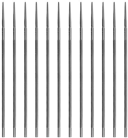 ECSiNG 12Pcs Round Chainsaw File Steel Chain Saw File Sharpener Accessories for Chain Pitch 3/8 & 0.404 Chainsaw Sharpening File 5.5mmx200mm Silver