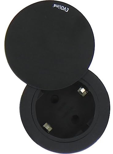 Evoline One Einbau Steckdose mit Drehdeckel ø 59 mm 230V, Kunststoff schwarz