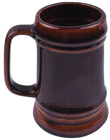 BAUSTER® Chope à bière en céramique - 0,5 l - Chope à bière émaillée avec tasse pratique pour bière, boissons, vin, chope en pierre, artisanat traditionnel, décoré à la main