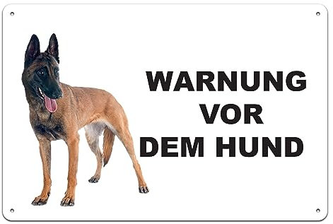 Phonecasing Warnschild aus Aluminium 3 mm Composite in Deutsch (20 cm x 15 cm, Belgischer Schäferhund)