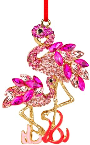 D24TIME Pink Metal Flamingo Christmas Ornament Xmas Gift for Women Kids