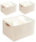 Mangata Aufbewahrungsboxen mit Kordelzug,[3 Pack] Jumbo-Leinenstoff, verdickter Aufbewahrungskorb für Kissen, Steppdecke, Regal (XXL, Helles Khaki)