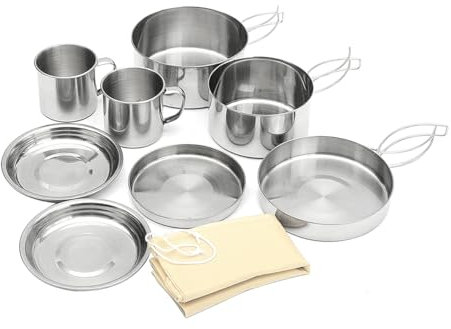 CENPEK 8Pcs Camping Cookware Set Stainless Steel Camping Portable Cooking Kit Camping Pan Set for Picnic Backpacking Hiking