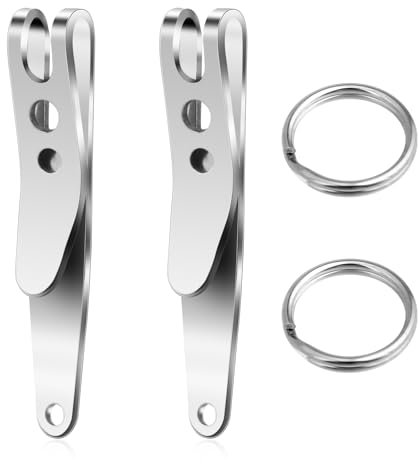 2 Stück Schlüsselhalter mit Schlüsselanhänger Edelstahl Taschenclip Outdoor Gürtelclip Mehrzwecker Taktische Clip Keyring Aufhängetaschenclip für Schlüsseln Taschenlampen Täglichen Gebrauch