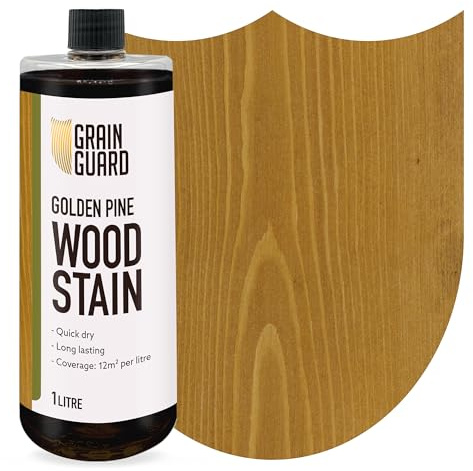 GRAIN GUARD Holzbeize | Goldenes Kiefernholz | 1 Liter | Wasserbasiert & Geruchsarm | Umweltfreundlich und Nicht Toxisch | Holzbeize für Innenmöbel | Einfache Anwendung | Schnelltrocknend
