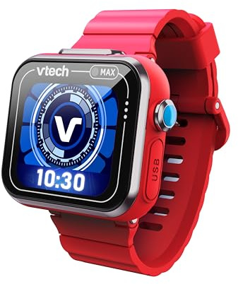 VTech Kidizoom Smartwatch Max Rot, Smartwatch für Kinder, Dual-Kamera, Fotos, Videos, Spiele, horizontaler Touchscreen, ESP-Version