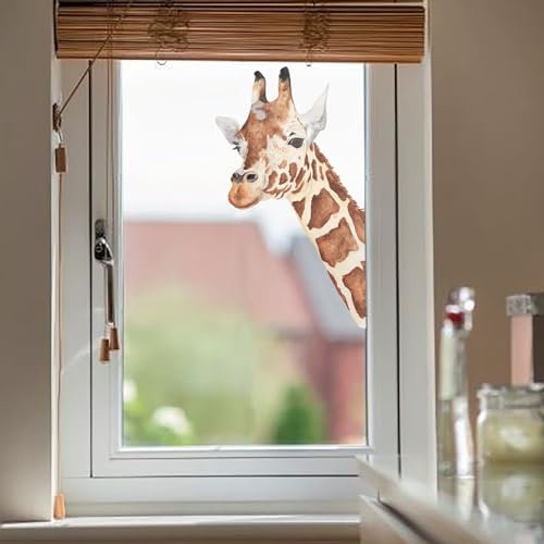 Funlife Groß Sticker Tiere Fensterbilder Giraffe, Statisch Haftend Tiere Fensterdekoration, Vogel-Schutz Frühling Fensterdeko für Kinderzimmer Wohnzimmer Schlafzimmer 35 x 57 cm