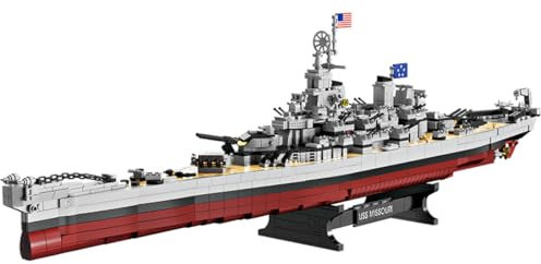 KeKeDuo Technik Schlachtschiff Bausteine, 2228 Klemmbausteine USS Missouri Kriegsschiff Modellbausatz Konstruktionsspielzeug Kompatibel mit Andere Marken