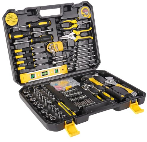 OKYUK 118pc Tool Kit - Comprehensive Home & Garage Tool Set with High-Quality Tools and Organiser Case,Perfect for Beginners - Includes Carry Case