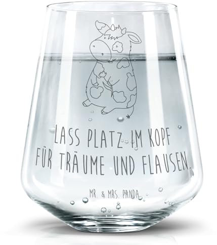 Mr. & Mrs. Panda Trinkglas Kuh - Geschenk, Landwirt, Design Glas, Kühe, Bauernhof, Träume, Spülmaschinenfeste Trinkglser, Trinkgläser bunt,