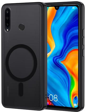 XTCASE für Huawei P30 Lite Hülle Magnetisch kompatibel mit Magsafe, Matt Transluzente Handyhülle für Huawei P30 Lite Kratzfeste PC Rückseite + TPU Bumper - Schwarz