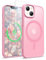 ORETECH for iPhone 13 Case, iPhone 14 Magnetic Case Compatible with Magsafe and 2 Pack Screen Protector Anti Yellowing Ultra Thin Shockproof Matt Frosted Back Phone Case Cover 6.1'' - Light Pink