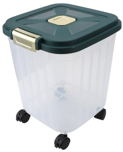 TOPINCN Rice Storage Container, Food Storage Container Rice Holder Bin with Rolling Wheel, Large Flour Storage Container Airtight Dry Storage Bins Ingredient Storage Bin for Corn Grains