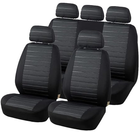 Aodelai Autositzbezüge Full Set Universal Fit - Jacquard Stoff Sitzbezüge Set Grau - Sitzschoner Schonbezug für Autositz