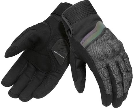 Tucano Urbano guanti LADY BOSS HYDROSCUD moto e scooter. Guanti moto invernali donna. Protezioni nocche. Dorso in denim, palmo scamosciato, 100% impermeabile e traspirante, touch screen. Tg. M