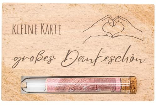 Geldgeschenk Dankeskarte - Geschenkkarte aus Holz - kleines Dankeschön, Geld verschenken, Geschenkverpackung Geld Gutschein, stilvolle Geschenkidee, vielen Dank (Kleine Karte großes Dankeschön)