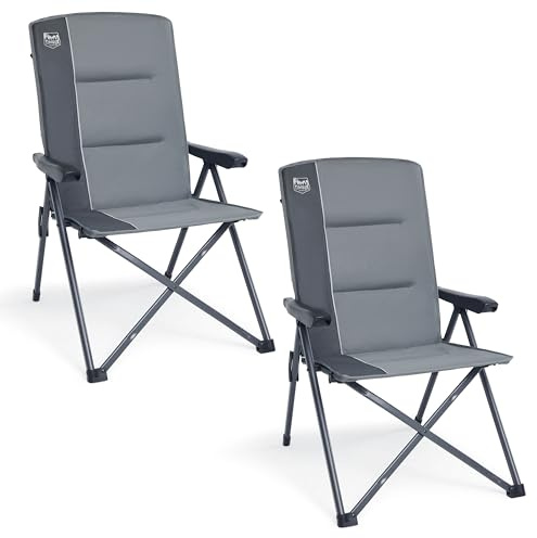 TIMBER RIDGE 2er Campingstuhl Faltbar Hohe Lehne mit 3 Positionen verstellbar Klappstuhl Camping 160kg Breiter Sitz 57m Camping Stuhl Gepolstert für Balkon Wohnmobil Garten Festivals Events