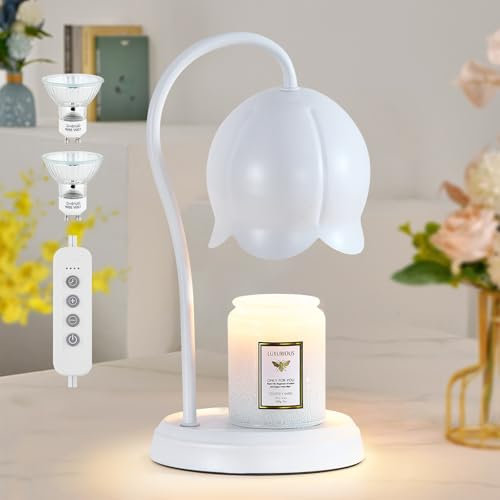 Gyrovu Candle Warmer Lamp, Dimmable Candle Wax Melter Lamp Candle Warmer for Home Decor, Candle Light with 2H/4H/8H Timer, Idea Gift for Girls Mom(2 Bulbs Included)