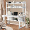 Hause Schreibtisch mit Stauraum Regal Bücherregal Computertisch, Arbeitszimmer Schreib Büro PC Tisch Gamingtisch Wohnzimmer Laptop Workstation -Weiß, 100CM