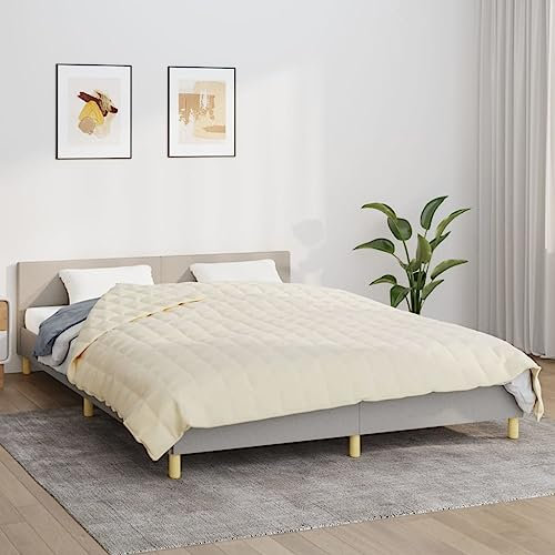 Brokky Gewichtsdecke Hellcreme 200x220 cm 13 kg Stoff Doppelseitige beschwerte Decke, Weighted Blanket Anti Stress