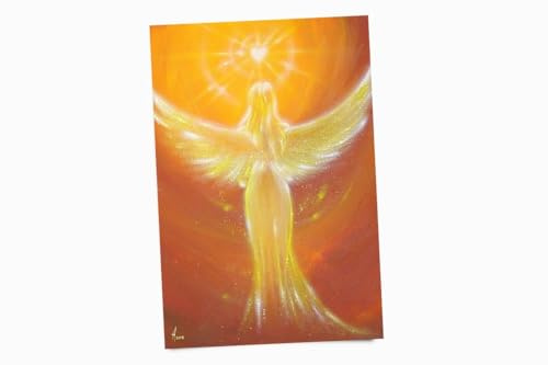 Bild zur Meditation, Yoga Deko „Das Herz weiß es“ – Deep Seek - Selbstfindung Kunst, meditative Engel Gemälde (A3)