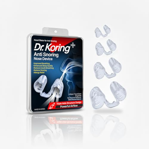 Dr. Koring Nasal Dilator for Congestion Relief, Nasal Breathing & Deviated Septum | Sports Nose Vent | Anti Snoring | 100% Silicone, 4 Sizes, Helical Design, Made in Korea