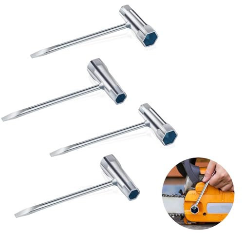 Diyxisk Spark Plug Wrench, 4 Pieces Motosaw Wrench, Multifunctional Combination Wrench, 13 x 19 mm Chainsaw Keys, Suitable for Electric Chain Saws, Lawnmowers, Petrol Saws