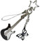Morain Porte-clés fait à la main avec boucle en forme d'étoile - Chaîne de téléphone élégante - Guitare électrique et papillon noir - Porte-clés pour musique, 2750, Length: about 12cm
