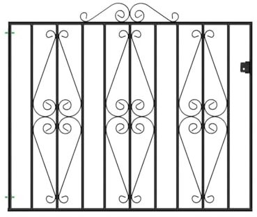 Stirling Scroll Metal Garden Gate Galvanised Wrought Iron Style Swing Pedestrian gates (914mm GAP X 914mm High ST03ZP)
