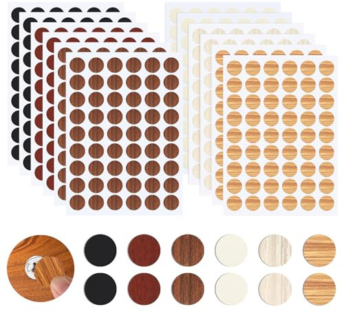 648 Pièces Cache Vis Auto-adhésif,Cache Vis Adhesif,Vis Trou Autocollants,Cache Trou Mur Autocollants,PVC Cache Trou Meuble,Capuchons Autocollants pour Trous de Vis,6 Couleurs,21mm