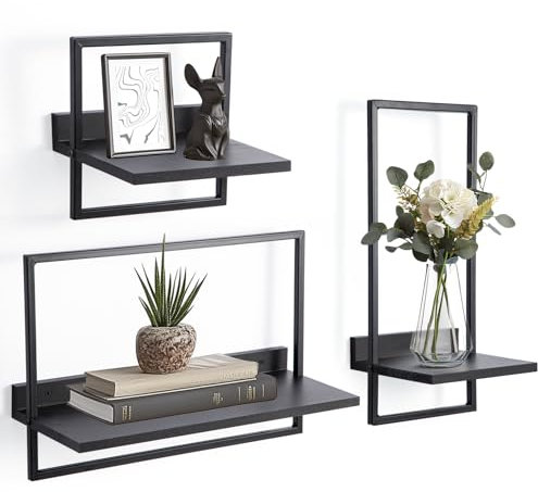 Trintion Set mit 3 Wandregalen,3 Teiliges Set-Eich Regale,Quadratische Bücherregal für die Wand Deko, Hängeregale zur Wandaufbewahrung,Wandregal Holz Hängeregal für küche,Wohnzimmer,Schlafzimmer