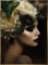 STYLER Bild Charlotte 50x70 cm (AUFHÄNGFERTIG) mit hochwertigem goldenen Rahmen – Frau mit Blumen – Exklusives Wandbild Modern Dekorativ Hochwertig Blumenkopf