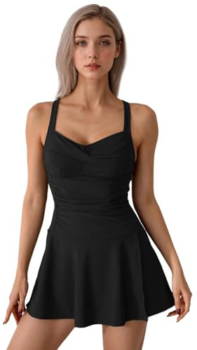 TERODACO 2 Piece Womens Tankini Sets with Shorts Padded Swimwear | Tummy Control Adjustable Strap Swimming Costumes Ladies Swimsuit Swimdress Bathing Suit,Quick Dry Soft